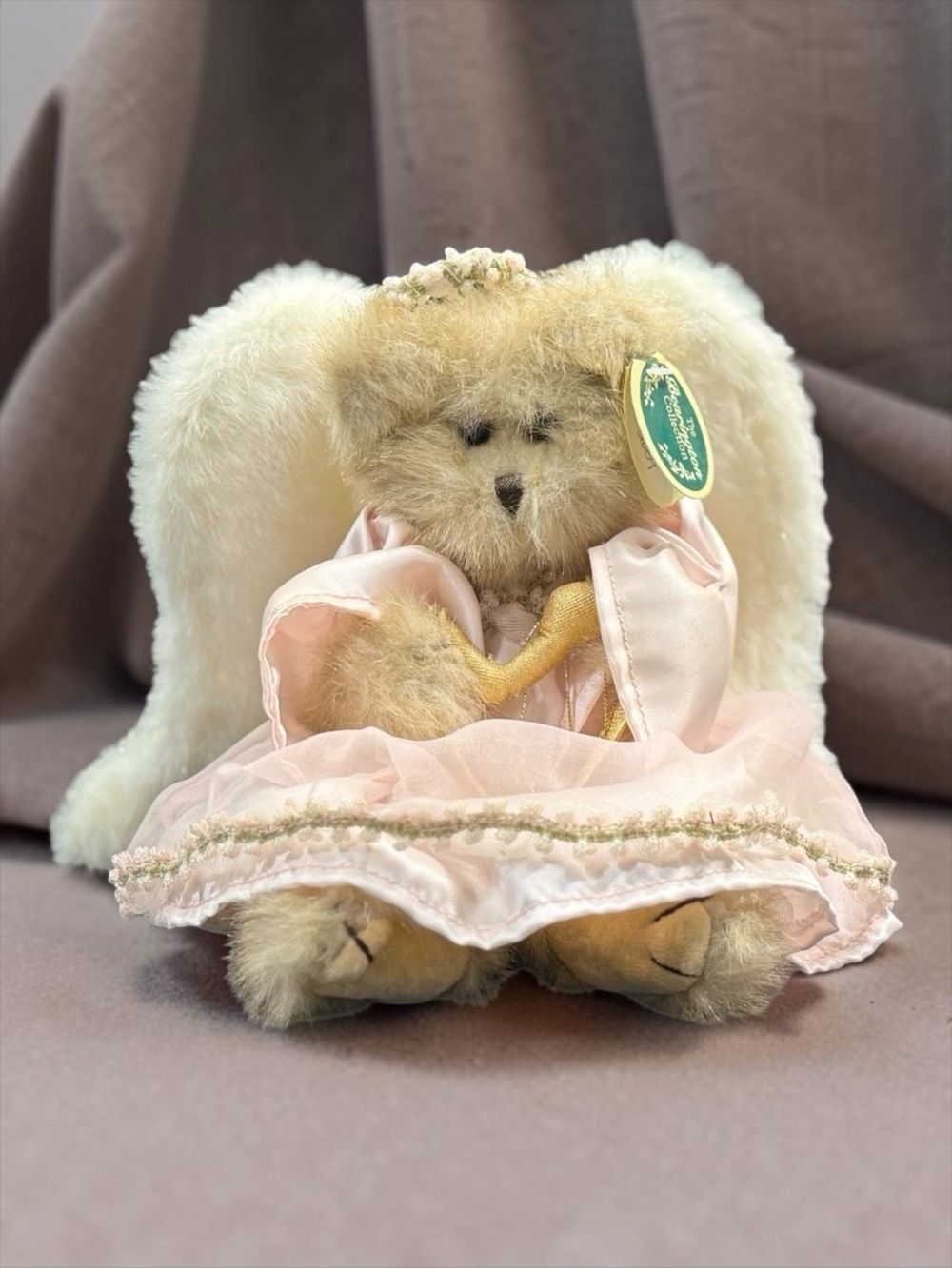 THE BEARINGTON COLLECTION "Bernadette” Bear Angel with Harp